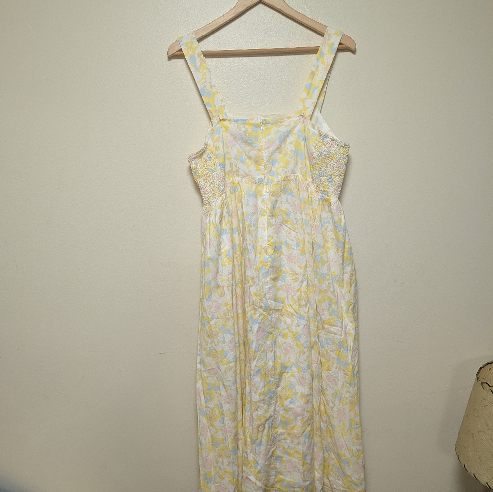 The Nines by HATCH Yellow Floral Midi Dress Size L - Picture 4 of 7